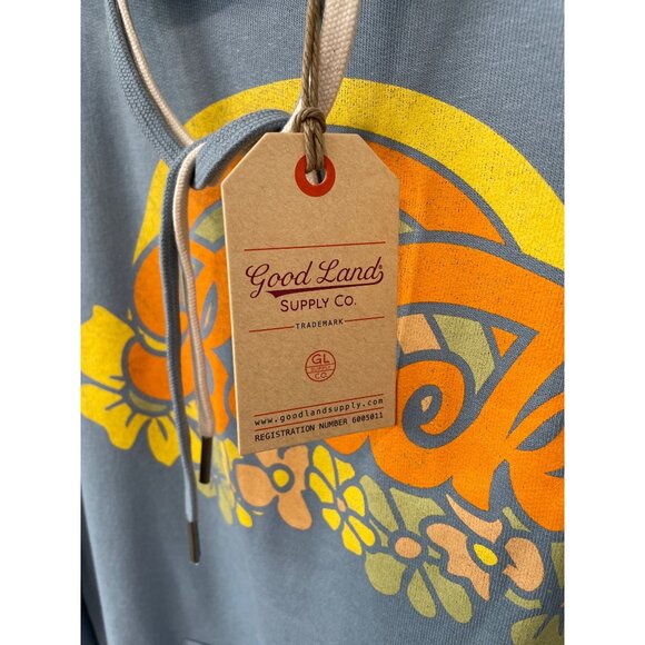 Good Land Supply Co Breck Pullover Hoodie Mens Medium Blue Cotton Polyester NEW - Picture 5 of 9